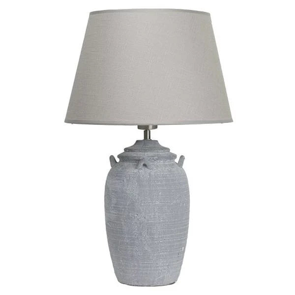 Scarlett Earthy Ceramic Table Lamp - Antique Brown or Grey, Fabric Shade, 550mm High, PL0017