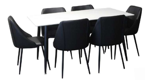 Vito 7 pce 150 x 90 Dining Set with Zurich Chairs Black PU