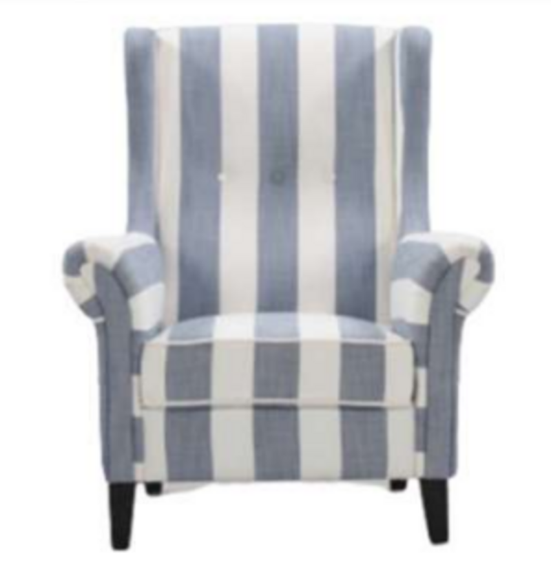 Bliss Chair upholstered in Hamptons Stripe Fabric