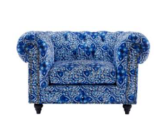 Chesterfield Arm Chair Lounge Blue & White Digital  Print