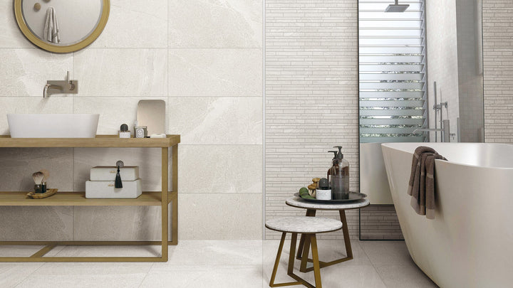 Shell White Matt 300x600mm Porcelain Tile: Subtle Limestone Elegance for Modern Interiors