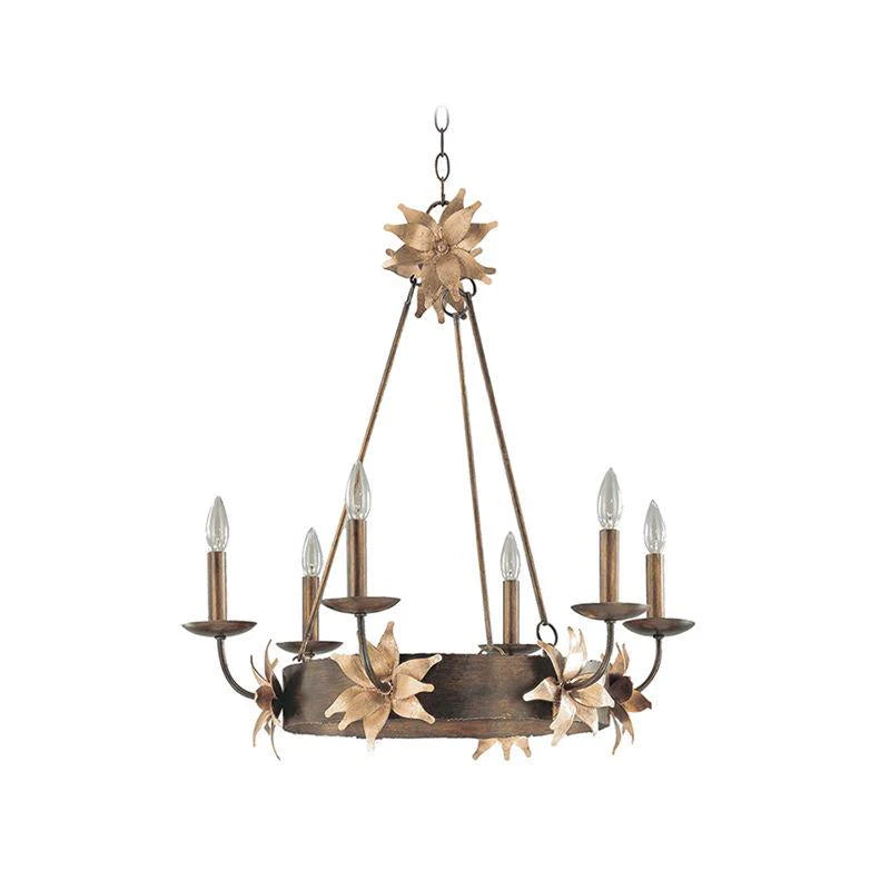 Simone 6Lt Chandelier E14 in Bronze and Gold Finish Elstead Lighting - ELS.FB-SIMONE6