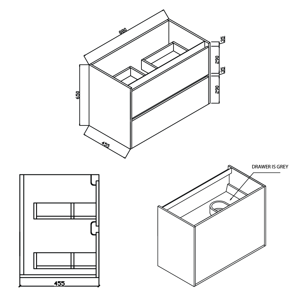 Asha Vanity 90cm (Cabinet Only)