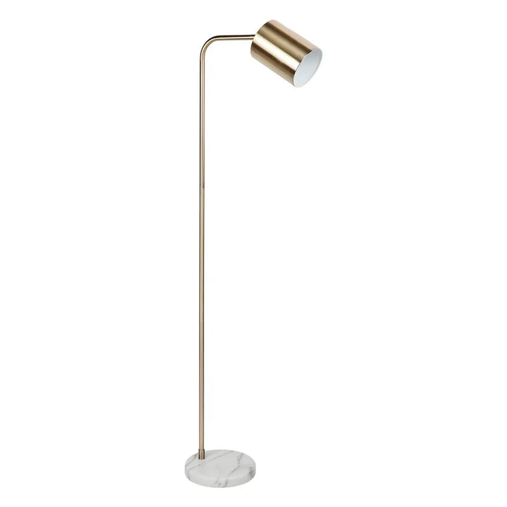 Snapper Floor Lamp in Brushed Brass / White Marble 12095 Cafe Lighting