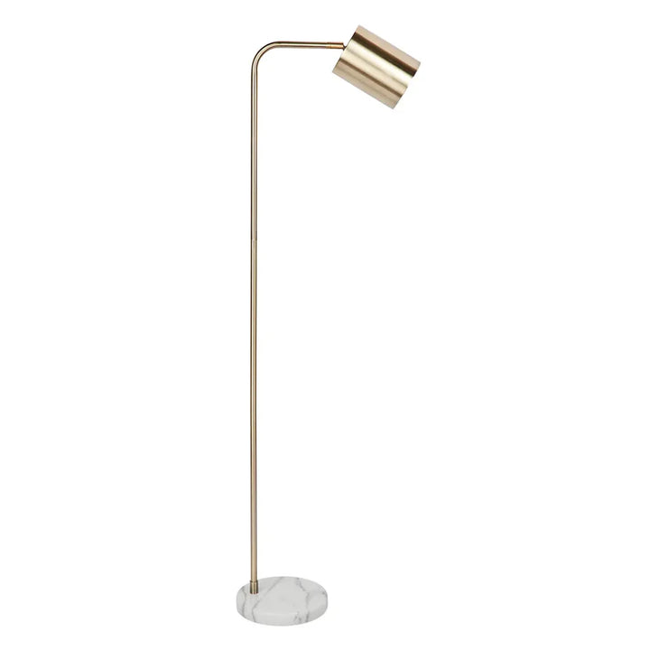 Snapper Floor Lamp in Brushed Brass / White Marble 12095 Cafe Lighting