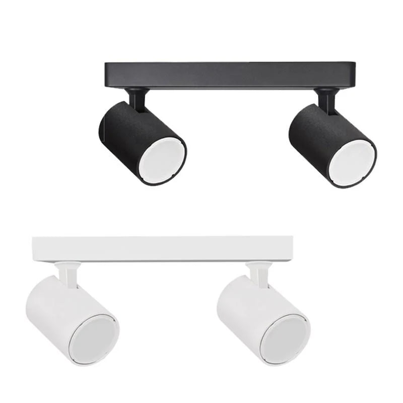 Spot indoor Surface Mounted Bar LED Spot Light 2xGU10 w/ Adjustable Heads in Matte Black or Matte White