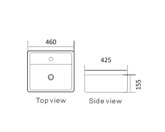 Square 460x425x155 Basin | Gloss White Ceramic