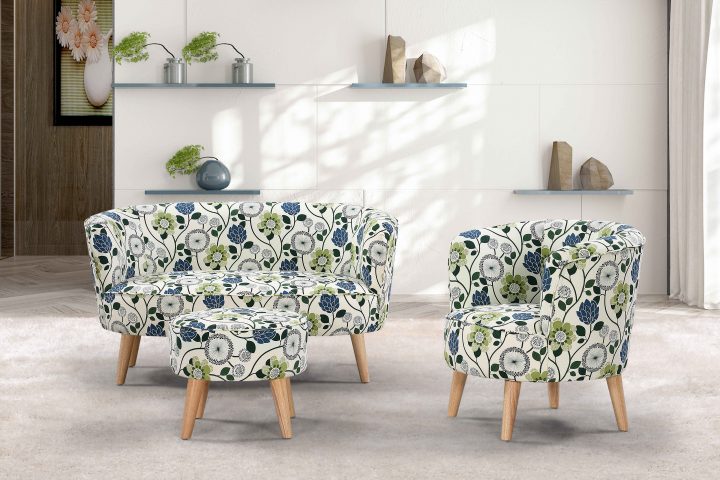 Stamford 2 Seater upholstered in Scandi Digital Print  Fabric