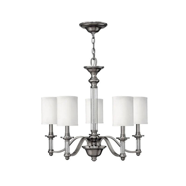 Sussex 5Lt/9Lt Chandelier E14 in Brushed Nickel Elstead Lighting - ELS.HK-SUSSEX5, ELS.HK-SUSSEX9