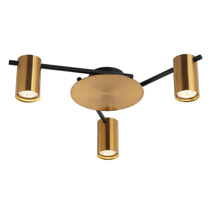 Tache Spot Ceiling Light 3Lt Adjustable Head in Brass, Brass/Black, Chrome Black or White