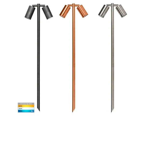 Tivah Adj. LED Spike Spot Light 2Lt TRI Colour in Brass/Copper/316 Stainless Havit Lighting - HV1405T