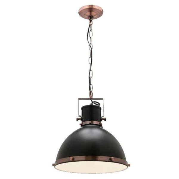 Tonic industrial Pendant Light in Antique Copper & Matt Black Large