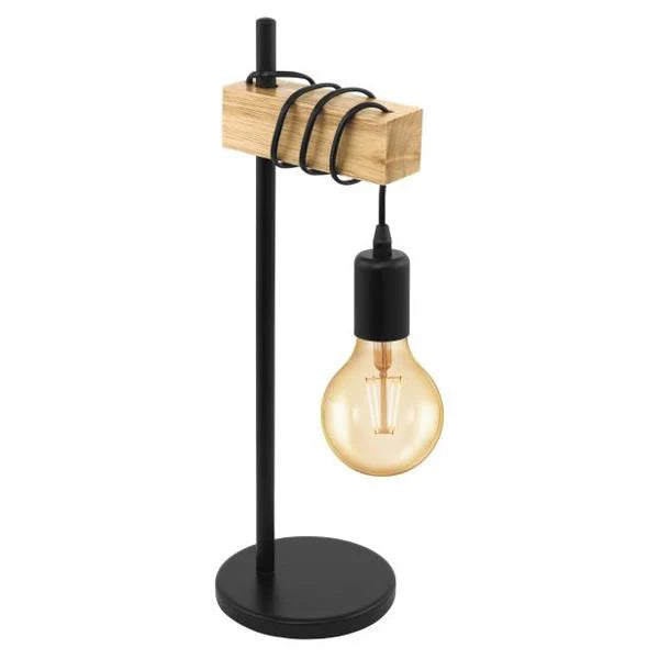 Townshend Scandi Table Lamp in Black & Timber