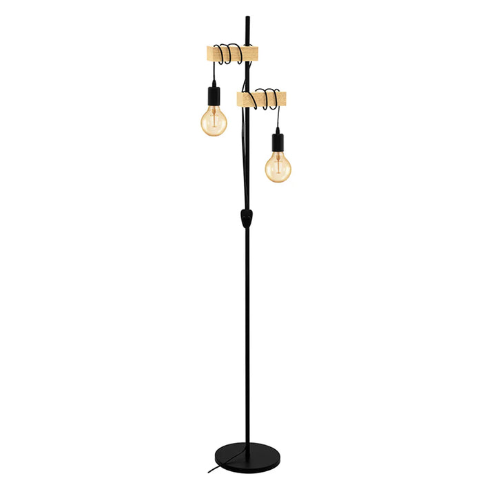 Townshend Scandustrial Floor Lamp 2Lt in Black & Timber