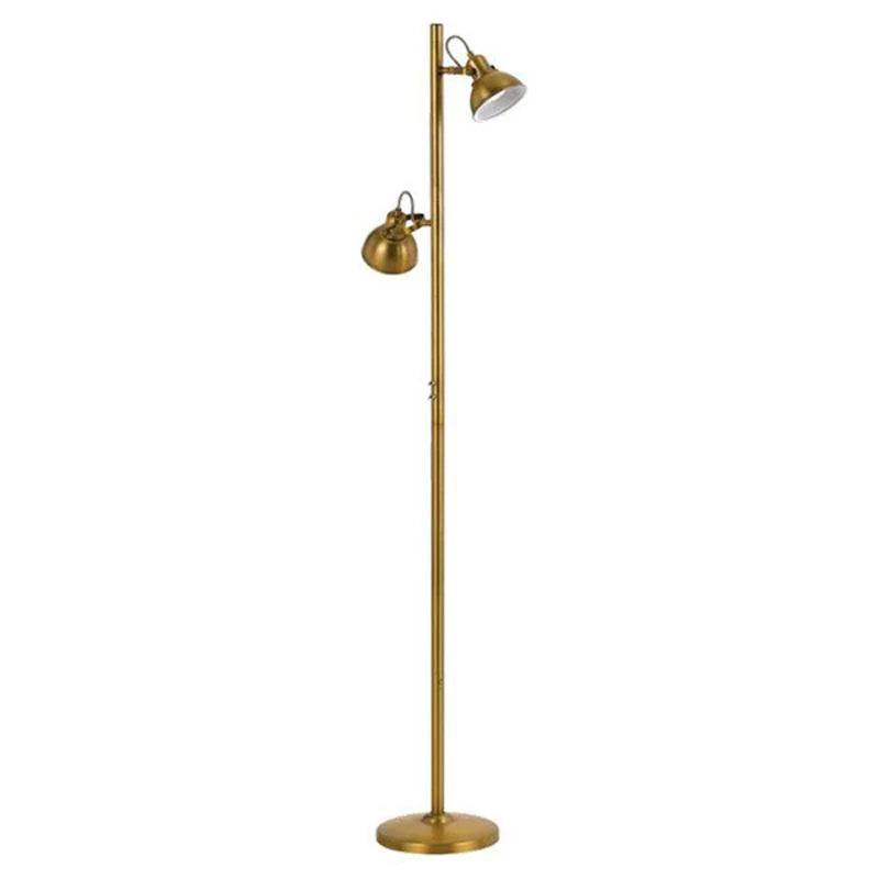 Traditional Double Adjustable Head Floor Lamp in Antique Brass or Nickel