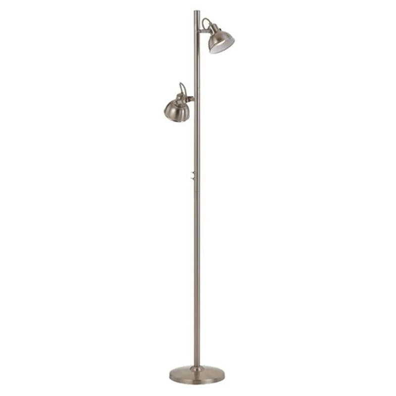 Traditional Double Adjustable Head Floor Lamp in Antique Brass or Nickel