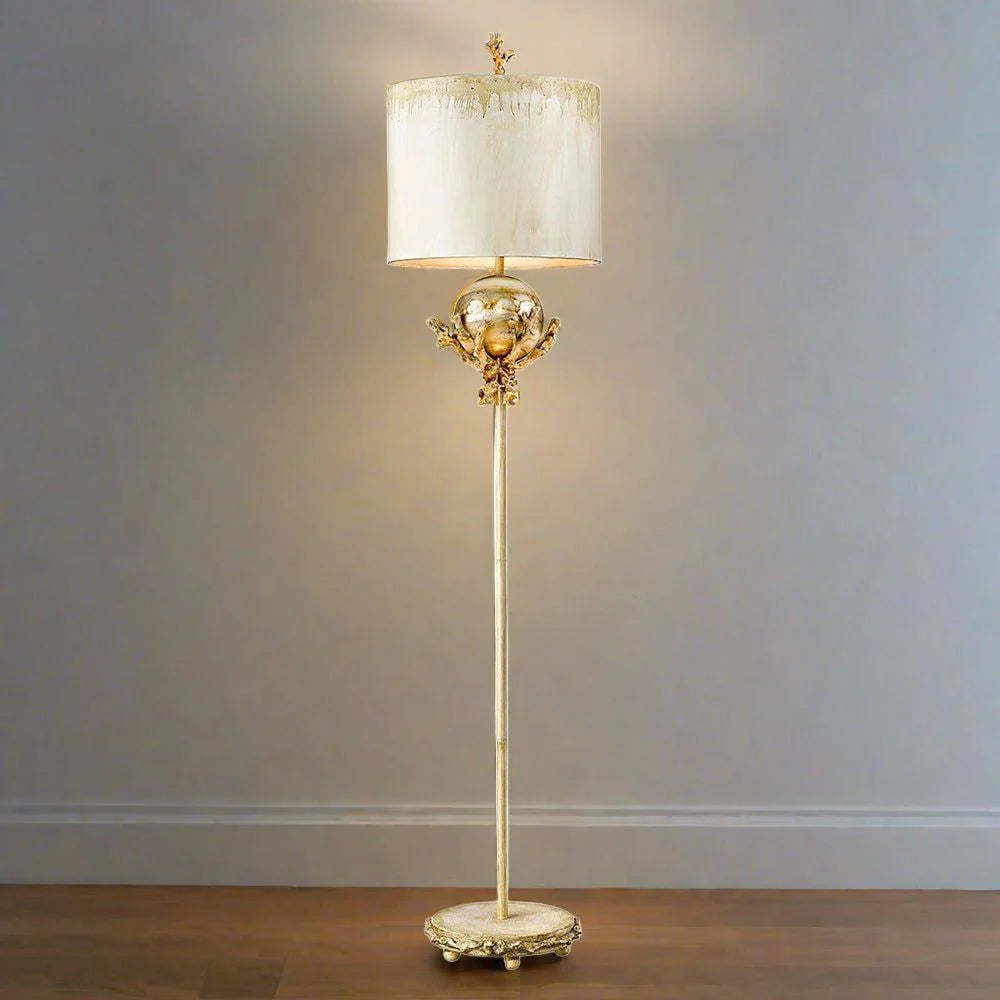 Trellis Floor Lamp Putty Patina & Silver Leaf