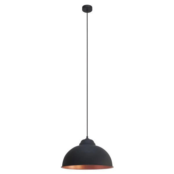 Truro 2 Black & Copper Pendant Light Medium