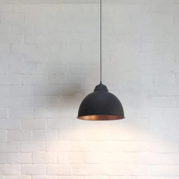 Truro 2 Black & Copper Pendant Light Medium