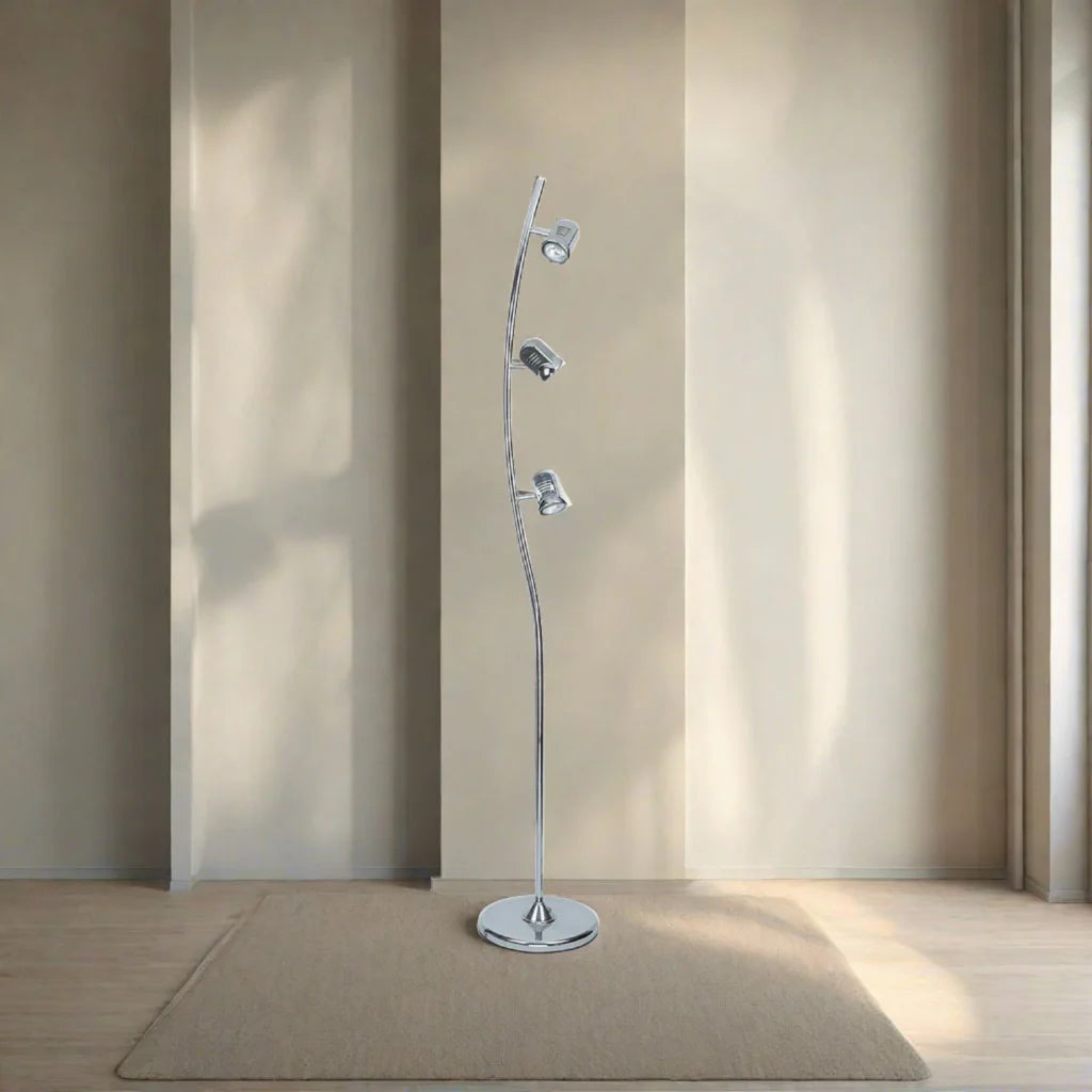 Spot Floor Lamp 3Lt GU10 in Satin Chrome Superlux Lighting - UL350-SC