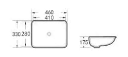 Undermount Square Basin 460x330x175 | Gloss White, Modern Design