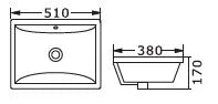 Undermount Square Basin 510x380x180 | Gloss White Ceramic Basin