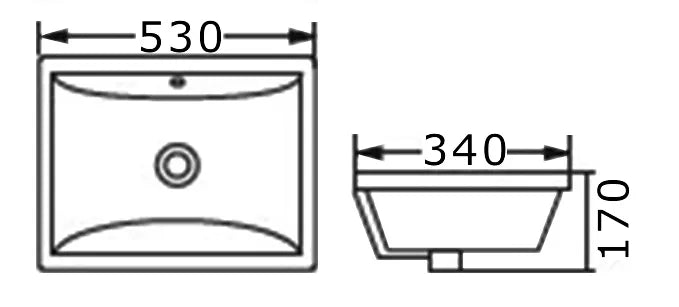 Undermount Square Basin 530x340x170 | Gloss White Ceramic