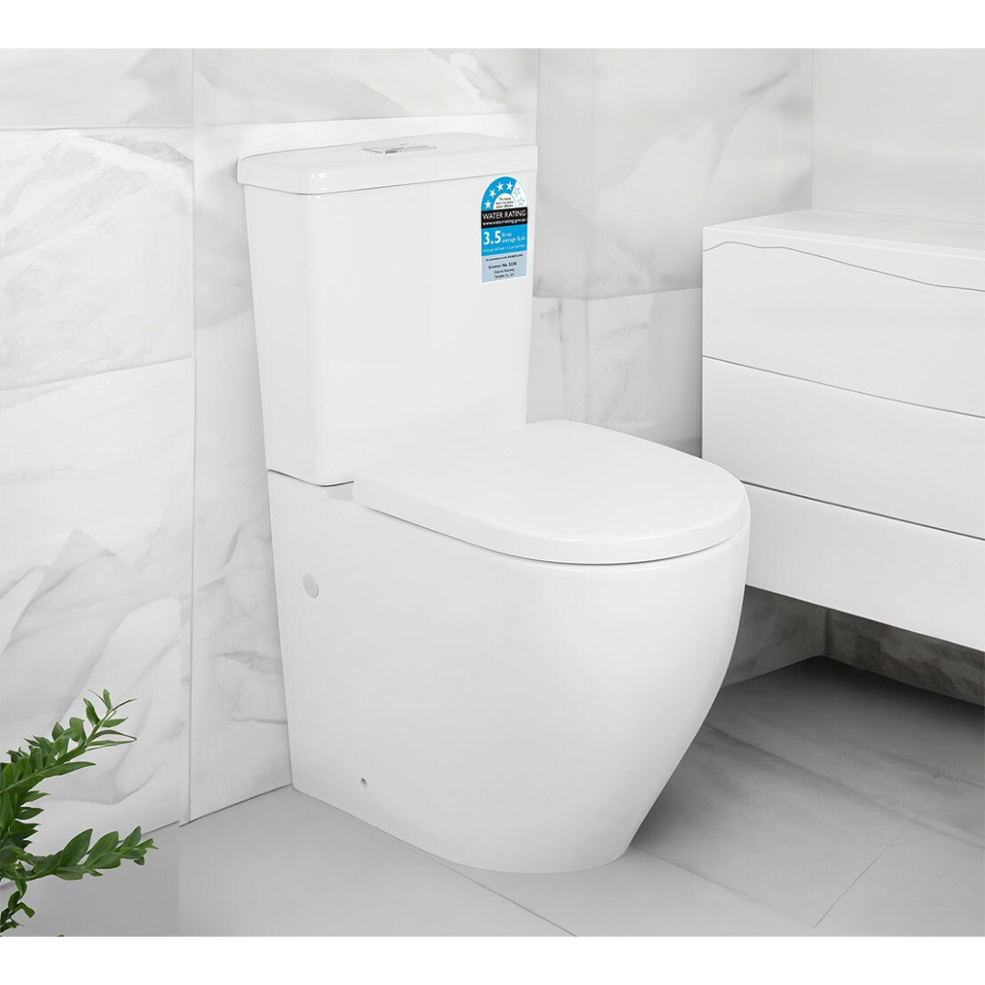 Denali Rimless Wall Faced Toilet Suite Extra Height