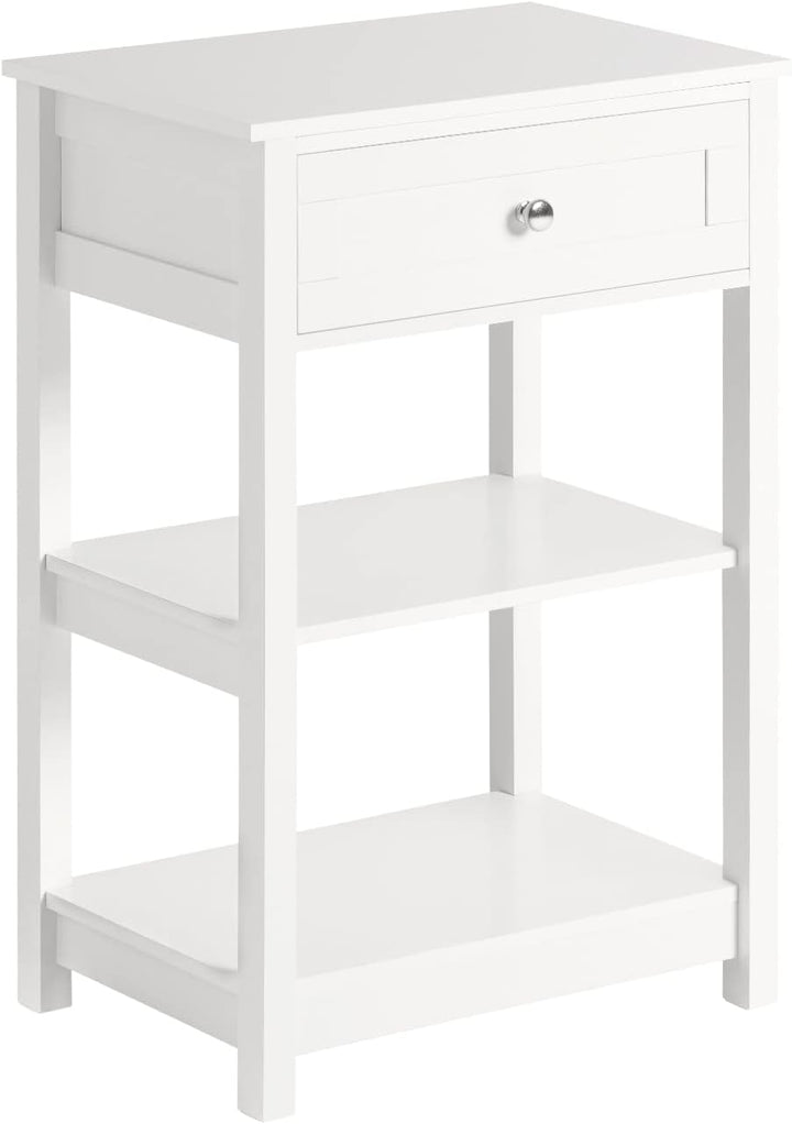 Modern Bedside Table with Drawer and Shelves - Sleek Design