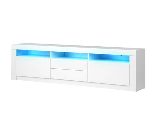 Sleek LED RGB TV Cabinet with Customisable LED Lights - White