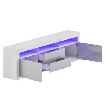 Sleek LED RGB TV Cabinet with Customisable LED Lights - White