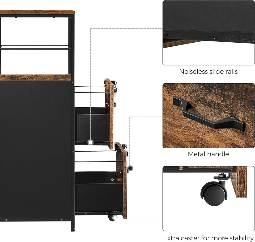 Industrial Rolling File Cabinet - Steel Frame & Particleboard Panels