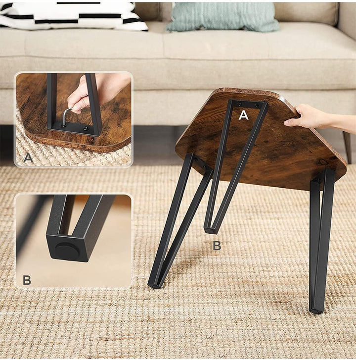 Rustic Brown Nesting Tables - Set of 3 with Hairpin Legs