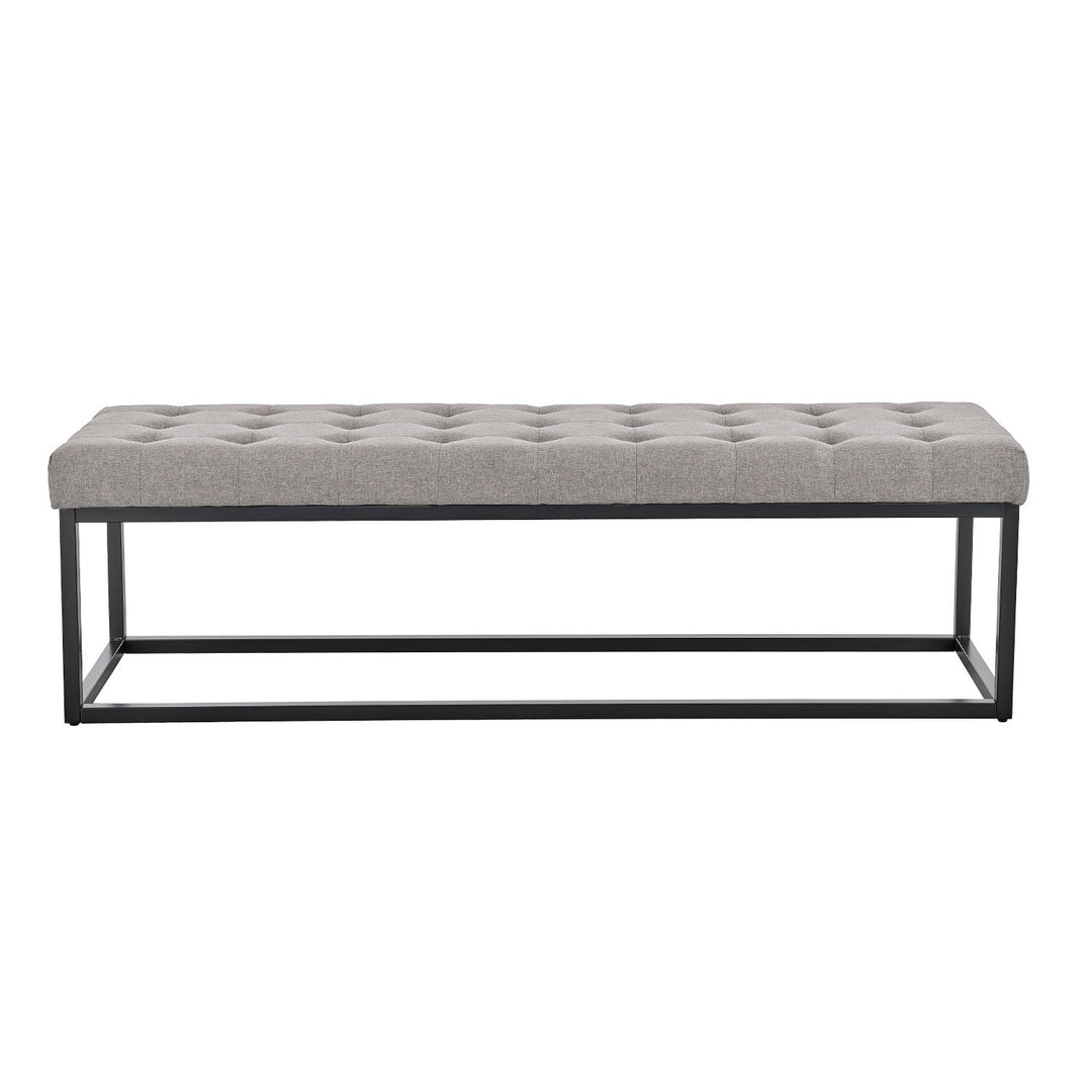 Stylish Sarantino Cameron Button-tufted Upholstered Bench with Metal Legs - Light Grey Linen