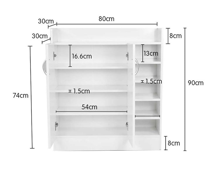 Sleek Shoe Cabinet with Adjustable Shelves - Organise Up to 21 Pairs of Shoes