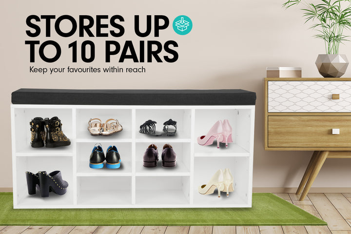 Shoe Cabinet with Padded Bench - Organize and Declutter in Style