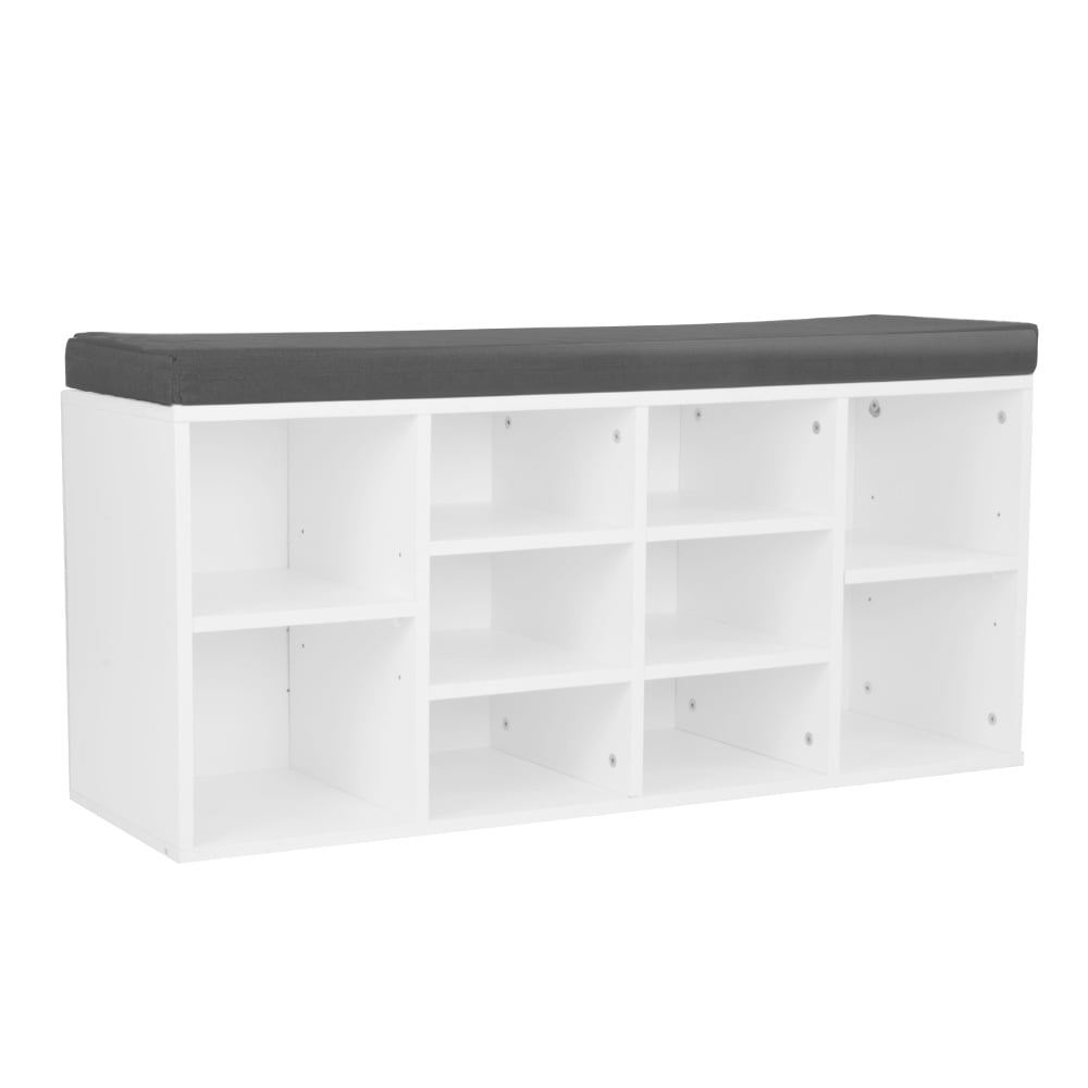 Modern Shoe Cabinet with Padded Bench - Melamine Finish - Store Up to 10 Pairs of Shoes