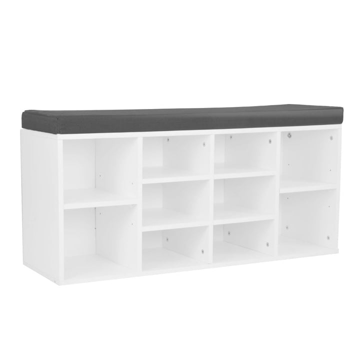 Modern Shoe Cabinet with Padded Bench - Melamine Finish - Store Up to 10 Pairs of Shoes