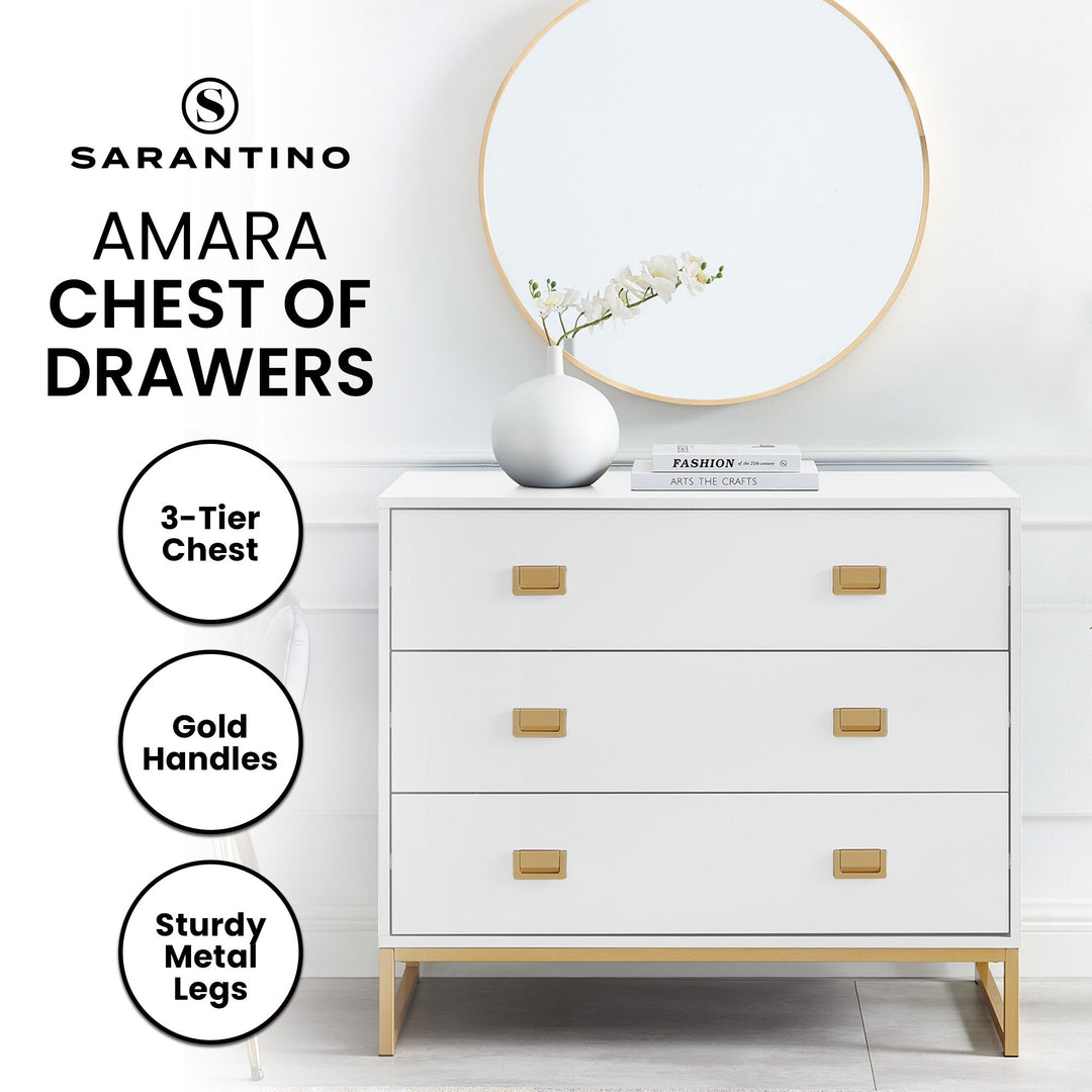 Luxurious Sarantino Amara Chest of Drawers with Gold Accents