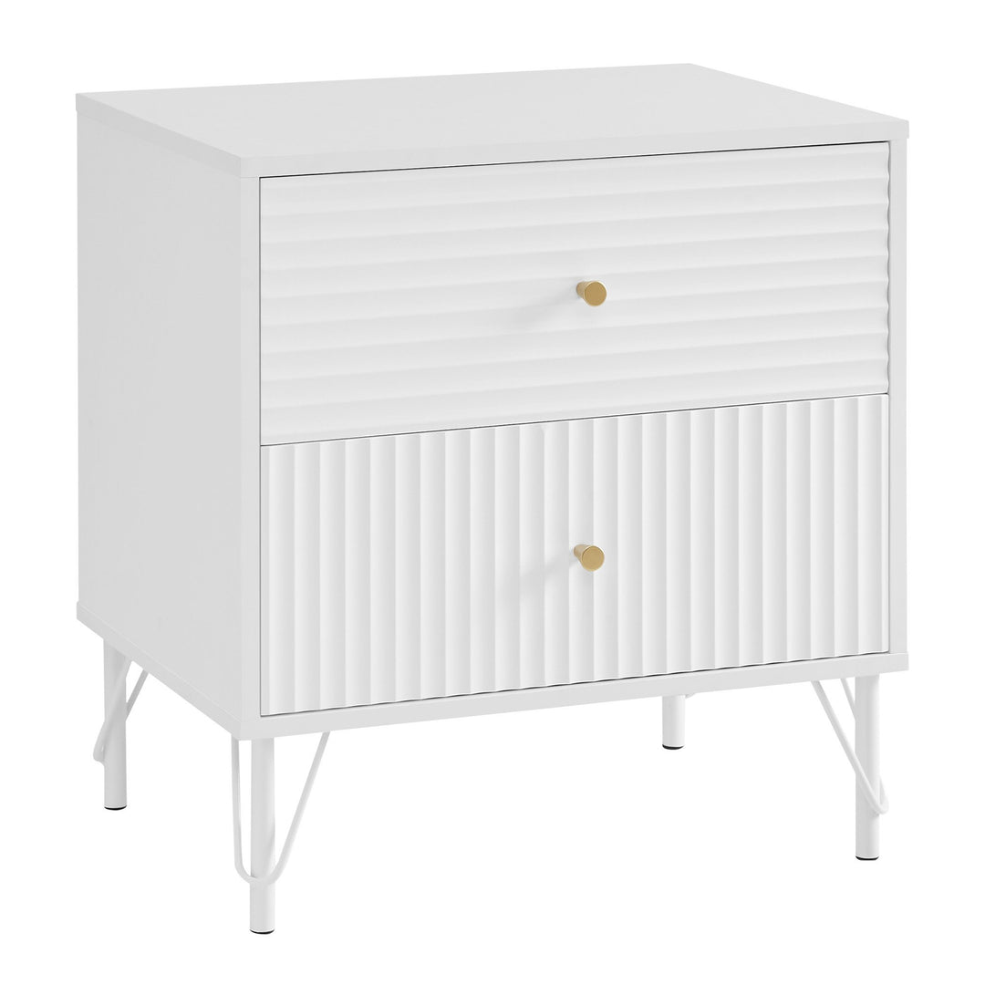Sarantino Diego Bedside Table - Contemporary Flair with Wavy Fluted Design
