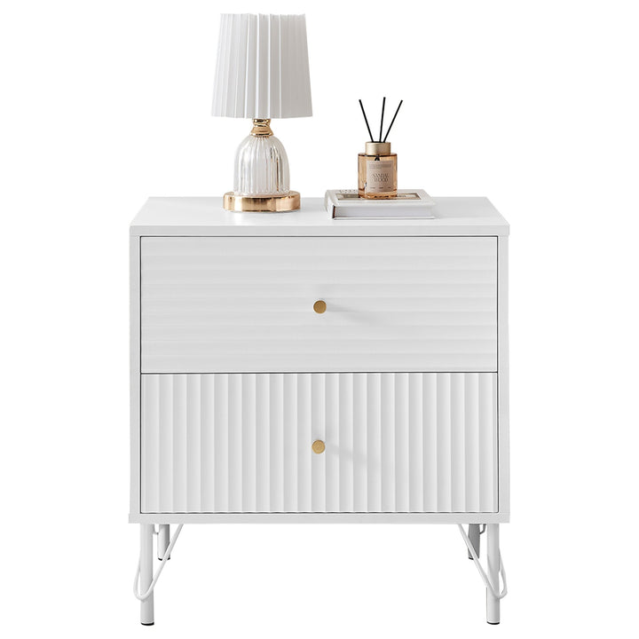 Sarantino Diego Bedside Table - Contemporary Flair with Wavy Fluted Design