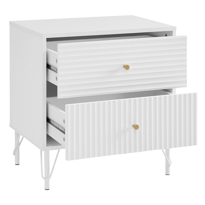 Sarantino Diego Bedside Table - Contemporary Flair with Wavy Fluted Design