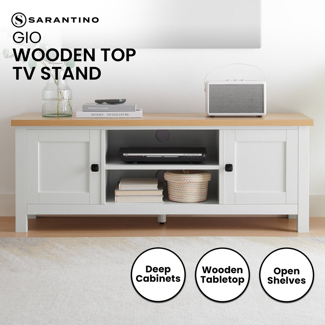 Sarantino TV Stand - Modern Charm with Spacious Shelves