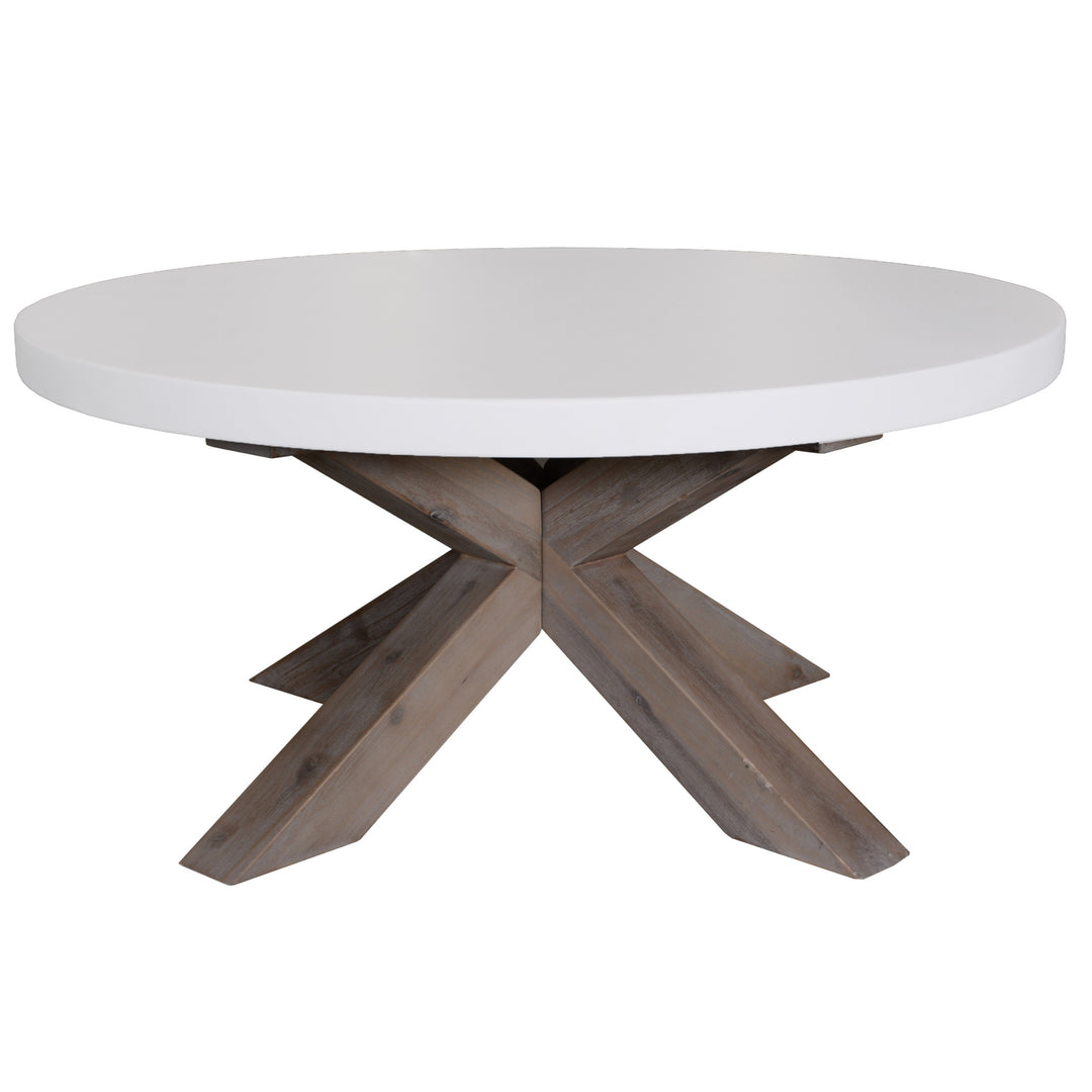 Stony 85cm Round Coffee Table with Concrete Top - Modern 2-Tone Design (White)