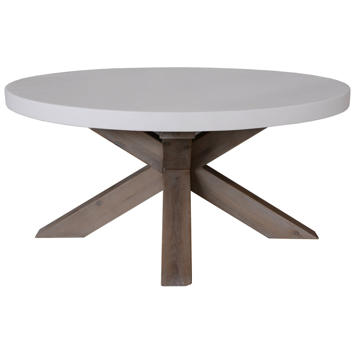 Stony 85cm Round Coffee Table with Concrete Top - Modern 2-Tone Design (White)