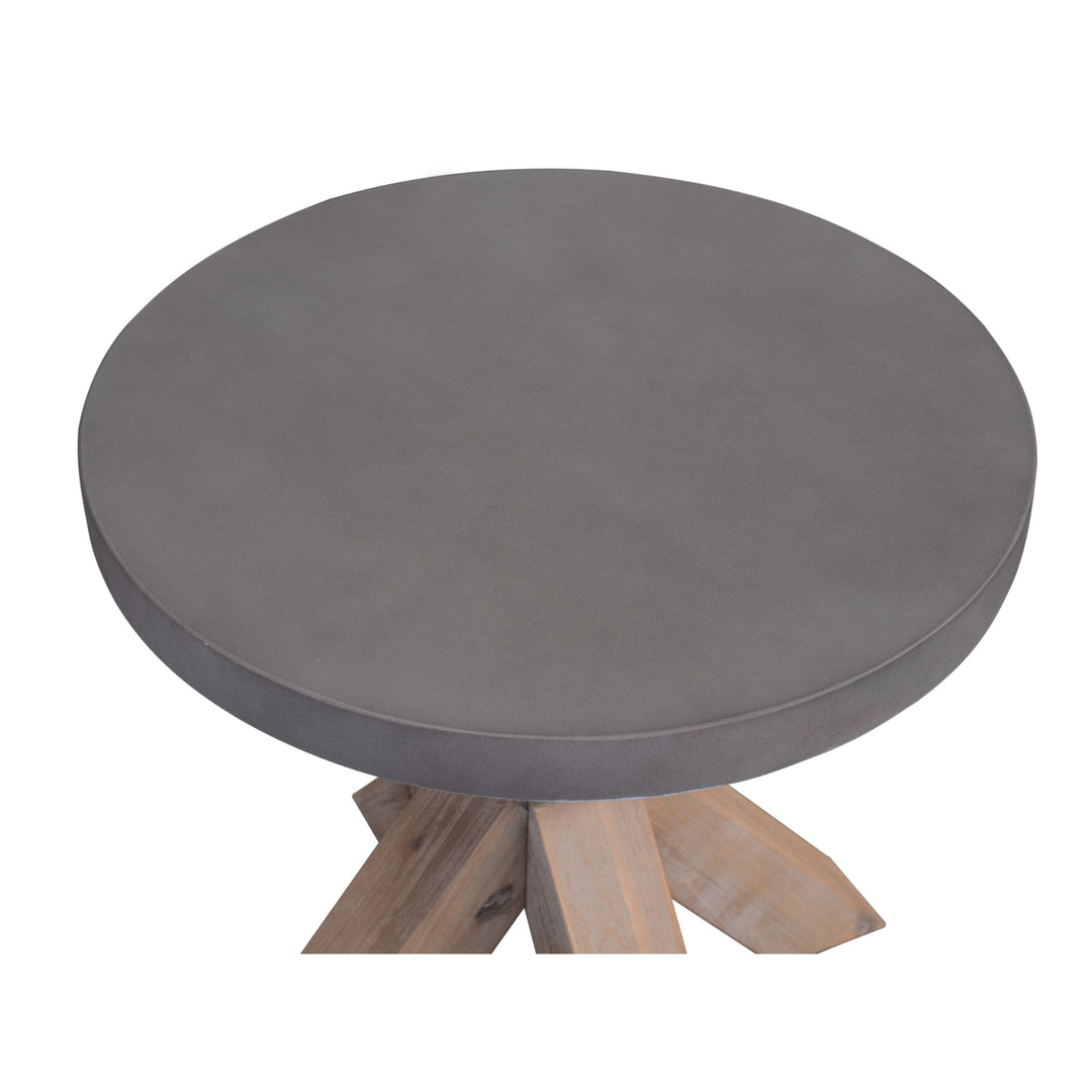 Stony 50cm Round Lamp Table with Concrete Top - Modern 2-Tone Design (Grey)