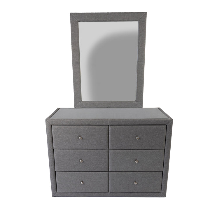 Molly Dresser Mirror 6 Chest of Drawers Bedroom Storage Cabinet Light Grey