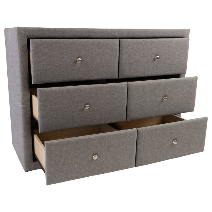 Molly Dresser Mirror 6 Chest of Drawers Bedroom Storage Cabinet Light Grey