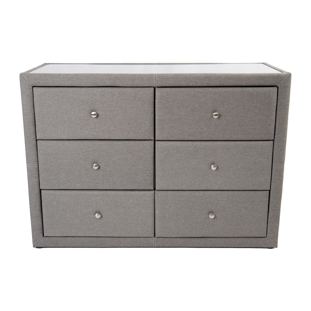 Molly Dresser Mirror 6 Chest of Drawers Bedroom Storage Cabinet Light Grey