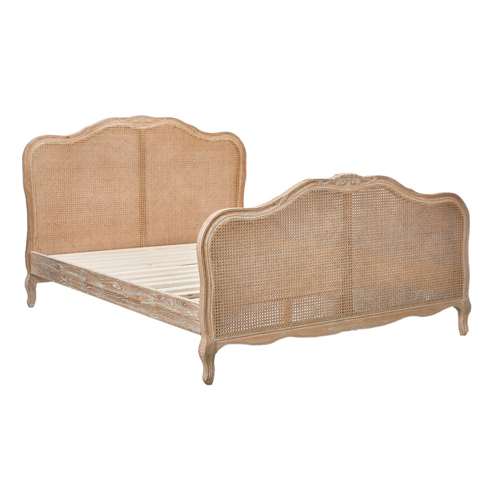 French Provincial Style King Bed with Rattan Footboard